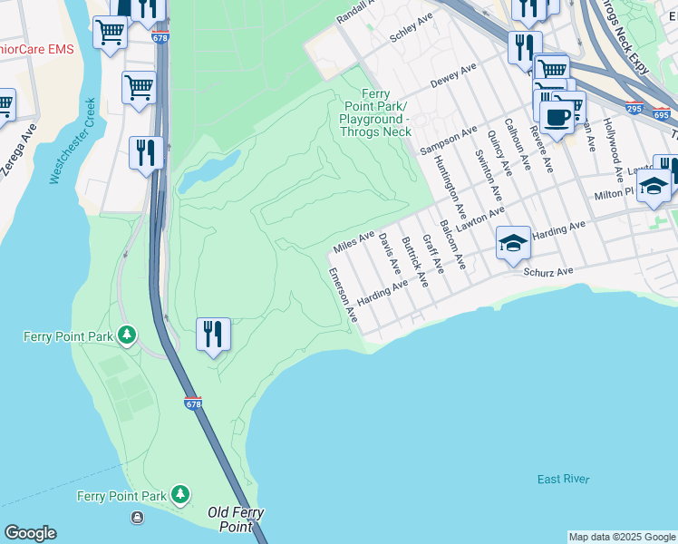 map of restaurants, bars, coffee shops, grocery stores, and more near 237 Hosmer Avenue in Bronx