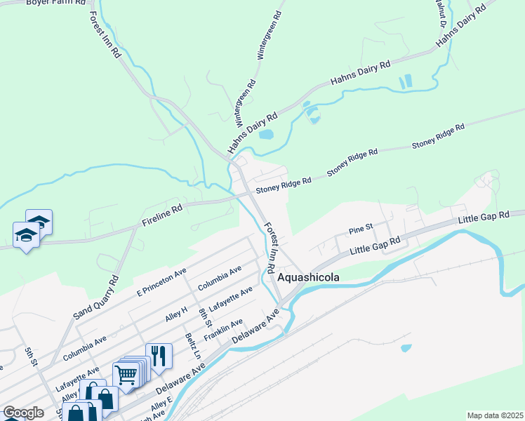 map of restaurants, bars, coffee shops, grocery stores, and more near 3875 Forest Inn Road in Palmerton