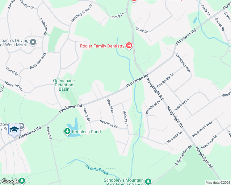 map of restaurants, bars, coffee shops, grocery stores, and more near 158-172 Flocktown Road in Washington Township