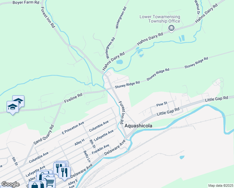 map of restaurants, bars, coffee shops, grocery stores, and more near 3863 Forest Inn Road in Palmerton