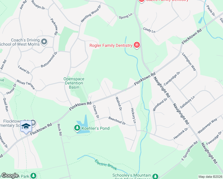 map of restaurants, bars, coffee shops, grocery stores, and more near 158 Flocktown Road in Washington Township