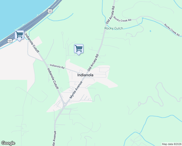 map of restaurants, bars, coffee shops, grocery stores, and more near 3656 Old Arcata Road in Bayside