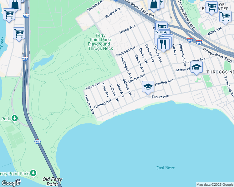 map of restaurants, bars, coffee shops, grocery stores, and more near 252 Buttrick Avenue in Bronx