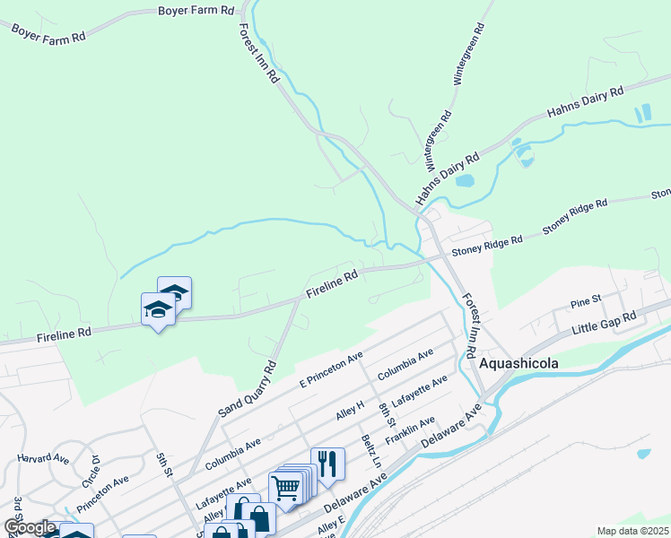 map of restaurants, bars, coffee shops, grocery stores, and more near 3940 Fireline Road in Palmerton