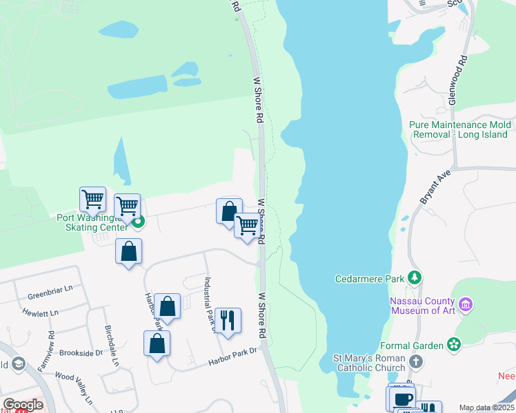map of restaurants, bars, coffee shops, grocery stores, and more near 3 Seaview Boulevard in Port Washington