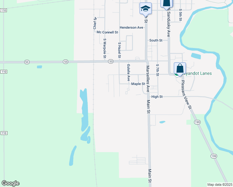 map of restaurants, bars, coffee shops, grocery stores, and more near 881 883 Shields Drive in Upper Sandusky