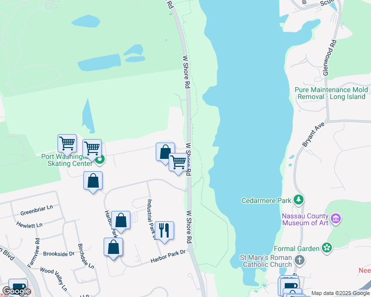 map of restaurants, bars, coffee shops, grocery stores, and more near 3 Seaview Boulevard in Port Washington