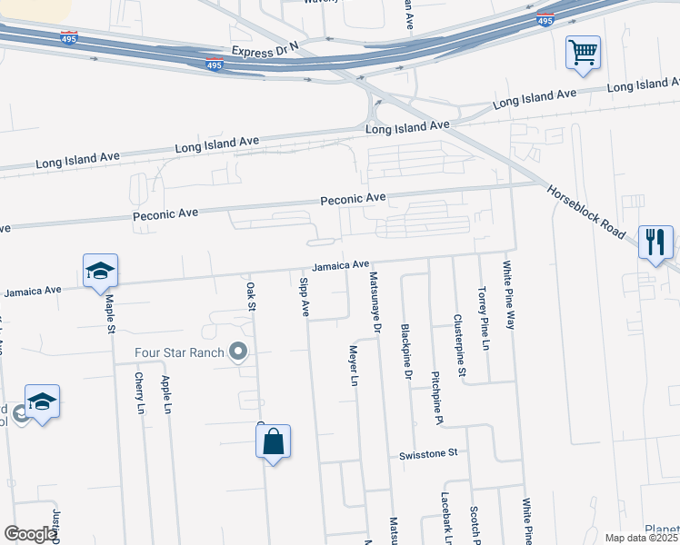 map of restaurants, bars, coffee shops, grocery stores, and more near 25 Lolly Pine Lane in Medford