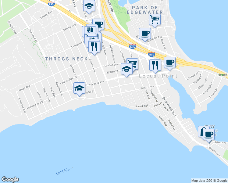 map of restaurants, bars, coffee shops, grocery stores, and more near 4355 East Tremont Avenue in Bronx
