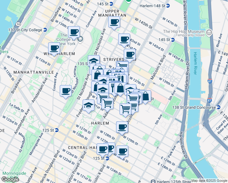 map of restaurants, bars, coffee shops, grocery stores, and more near in New York