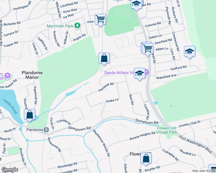 map of restaurants, bars, coffee shops, grocery stores, and more near 1 Nancy Court in Manhasset
