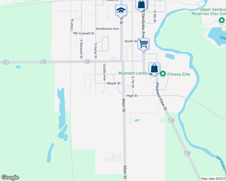 map of restaurants, bars, coffee shops, grocery stores, and more near 850 Marseilles Avenue in Upper Sandusky