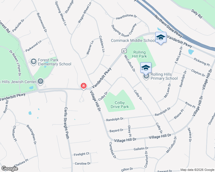 map of restaurants, bars, coffee shops, grocery stores, and more near 1 Herter Place in Dix Hills