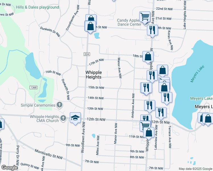 map of restaurants, bars, coffee shops, grocery stores, and more near 4651 15th St NW in Canton
