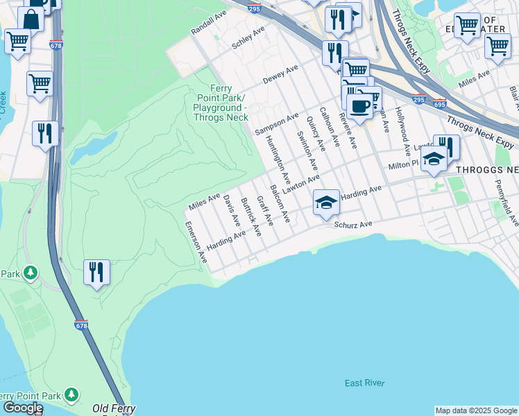 map of restaurants, bars, coffee shops, grocery stores, and more near 252 Buttrick Avenue in Bronx