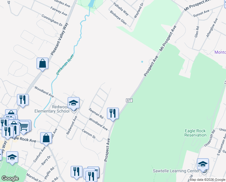 map of restaurants, bars, coffee shops, grocery stores, and more near 33 Deerfield Drive in West Orange