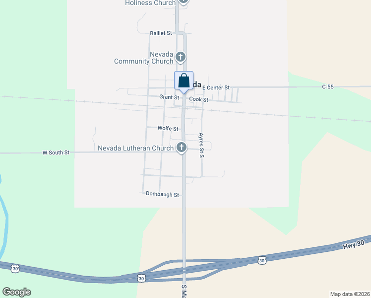 map of restaurants, bars, coffee shops, grocery stores, and more near 111 South Street in Nevada