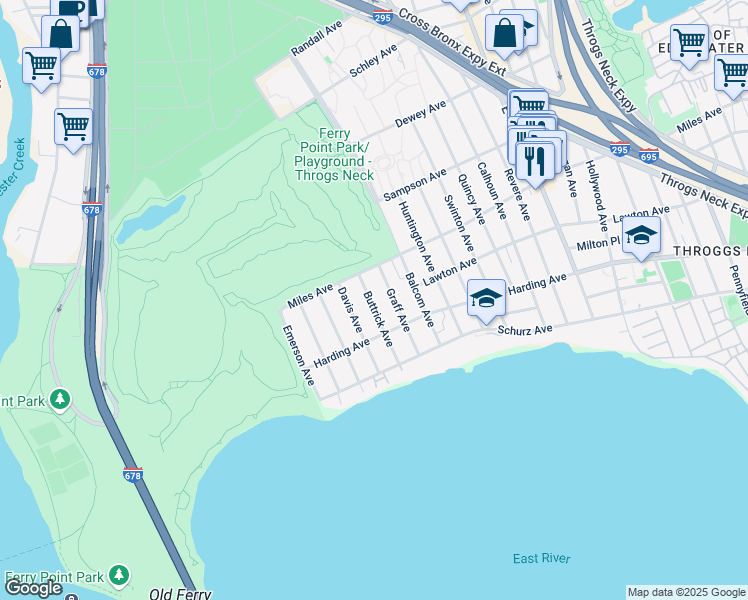 map of restaurants, bars, coffee shops, grocery stores, and more near 252 Buttrick Avenue in Bronx