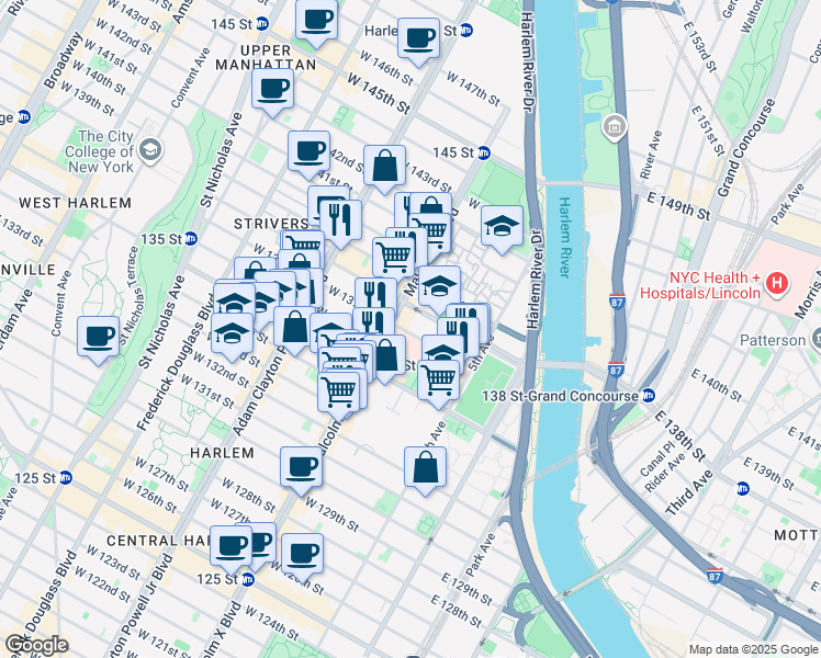 map of restaurants, bars, coffee shops, grocery stores, and more near in New York
