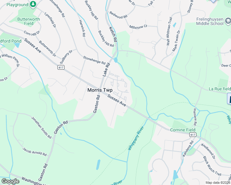 map of restaurants, bars, coffee shops, grocery stores, and more near 62 Wildflower Lane in Morristown