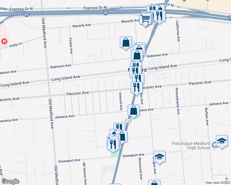 map of restaurants, bars, coffee shops, grocery stores, and more near 209 Inwood Avenue in Medford