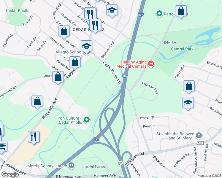 map of restaurants, bars, coffee shops, grocery stores, and more near 200 Woodmont Drive in Hanover