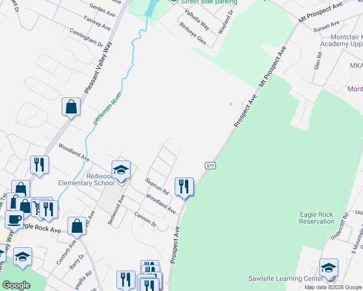map of restaurants, bars, coffee shops, grocery stores, and more near 33 Deerfield Drive in West Orange