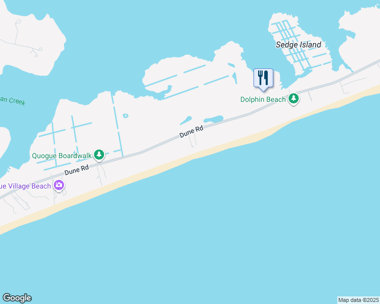 map of restaurants, bars, coffee shops, grocery stores, and more near 232 Dune Road in Westhampton Beach