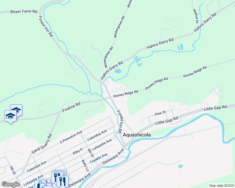 map of restaurants, bars, coffee shops, grocery stores, and more near 50-54 Stoney Ridge Road in Palmerton