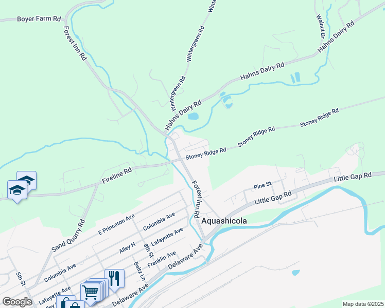 map of restaurants, bars, coffee shops, grocery stores, and more near 50-54 Stoney Ridge Road in Palmerton