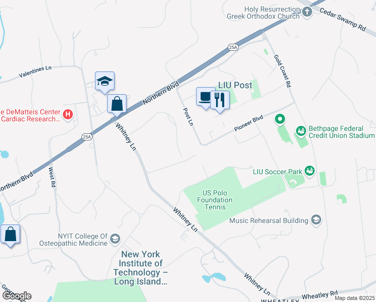 map of restaurants, bars, coffee shops, grocery stores, and more near 28 Norgate Road in Glen Head