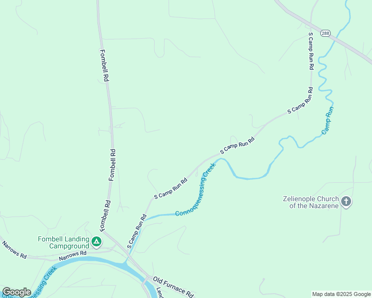 map of restaurants, bars, coffee shops, grocery stores, and more near 333 South Camp Run Road in Fombell