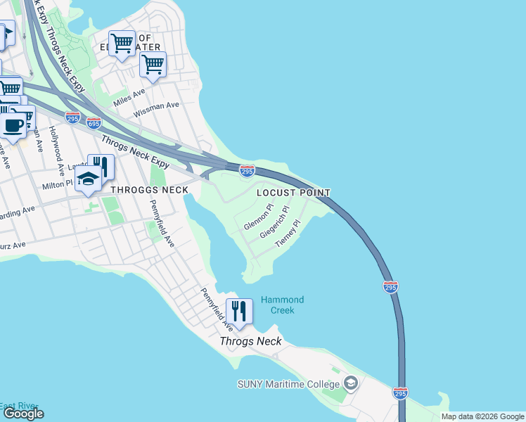 map of restaurants, bars, coffee shops, grocery stores, and more near in The Bronx