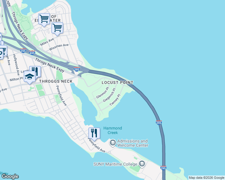 map of restaurants, bars, coffee shops, grocery stores, and more near in The Bronx