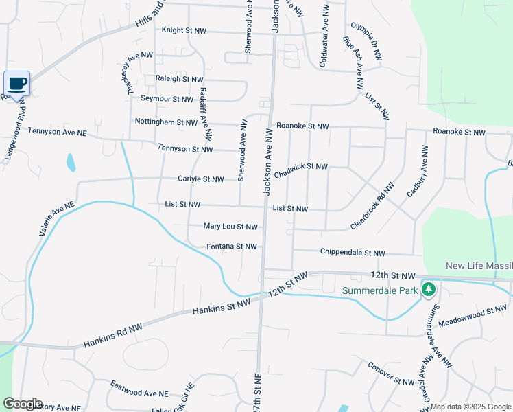 map of restaurants, bars, coffee shops, grocery stores, and more near 1624 Sherwood Avenue Northwest in Massillon