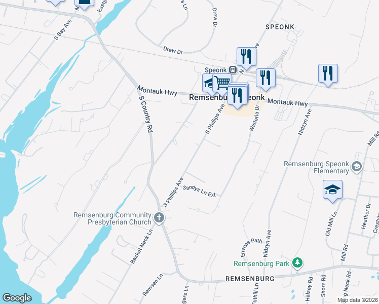 map of restaurants, bars, coffee shops, grocery stores, and more near 49 South Phillips Avenue in Eastport
