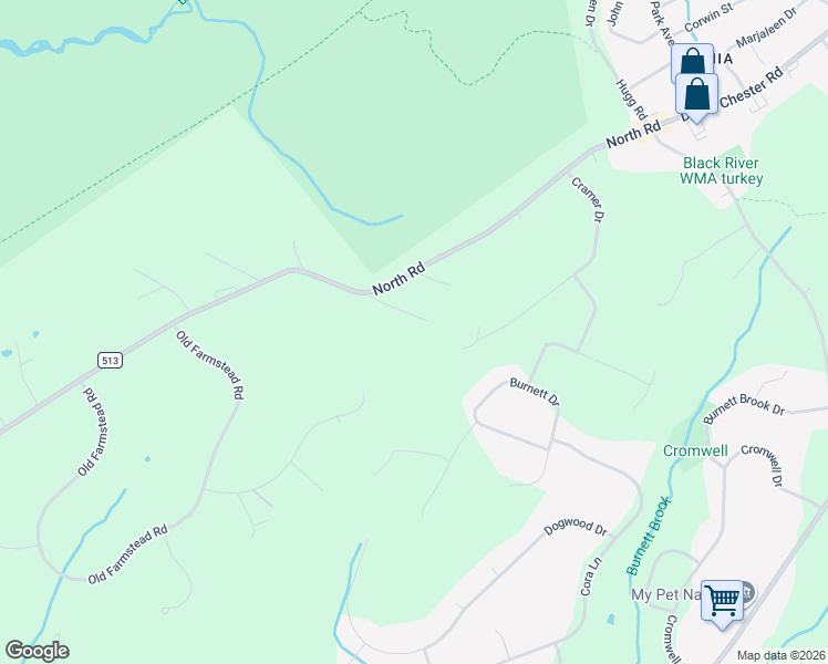 map of restaurants, bars, coffee shops, grocery stores, and more near 378 N Rd in Chester Township