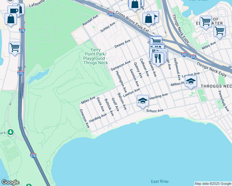 map of restaurants, bars, coffee shops, grocery stores, and more near 275 Balcom Avenue in Bronx