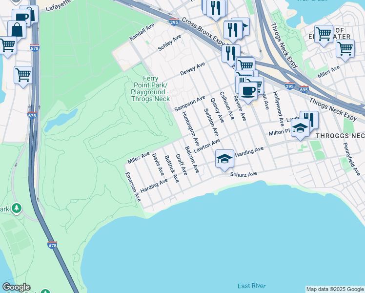 map of restaurants, bars, coffee shops, grocery stores, and more near 284 Balcom Avenue in Bronx