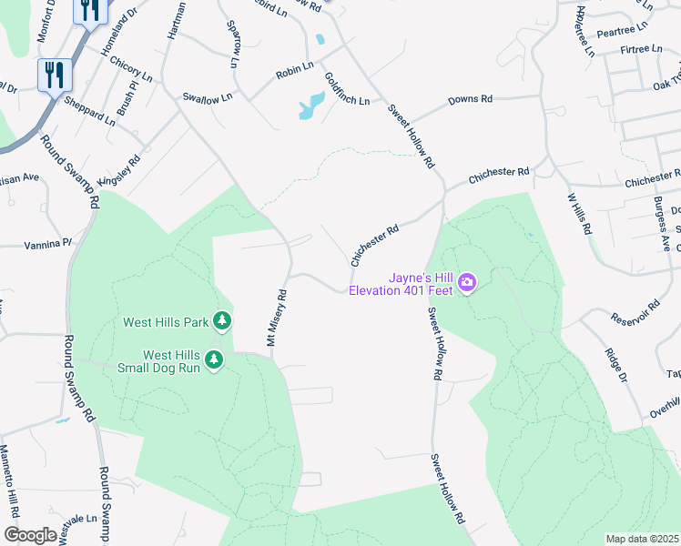 map of restaurants, bars, coffee shops, grocery stores, and more near 163 Chichester Road in Huntington