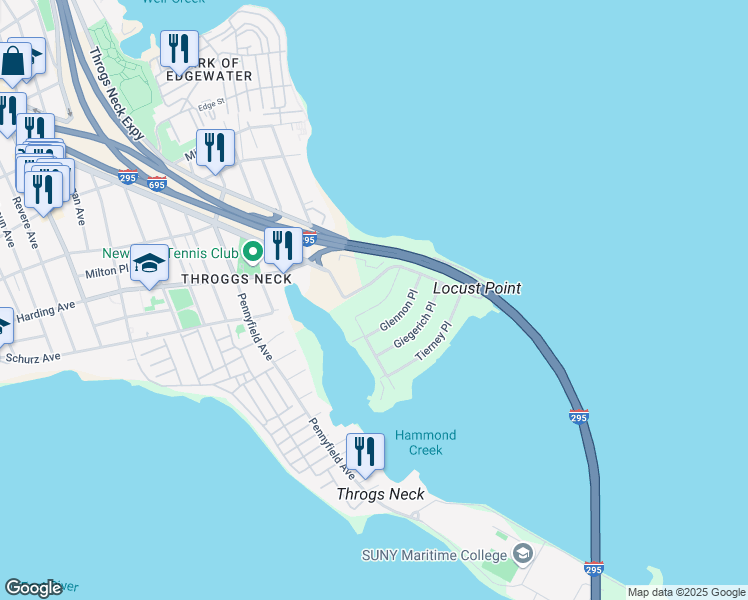 map of restaurants, bars, coffee shops, grocery stores, and more near 3192 Chaffee Avenue in Bronx