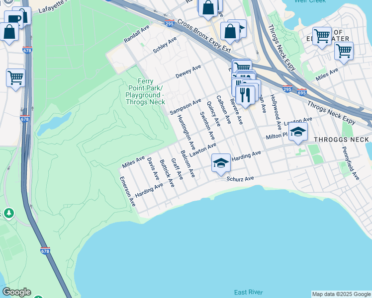 map of restaurants, bars, coffee shops, grocery stores, and more near 284 Balcom Avenue in Bronx