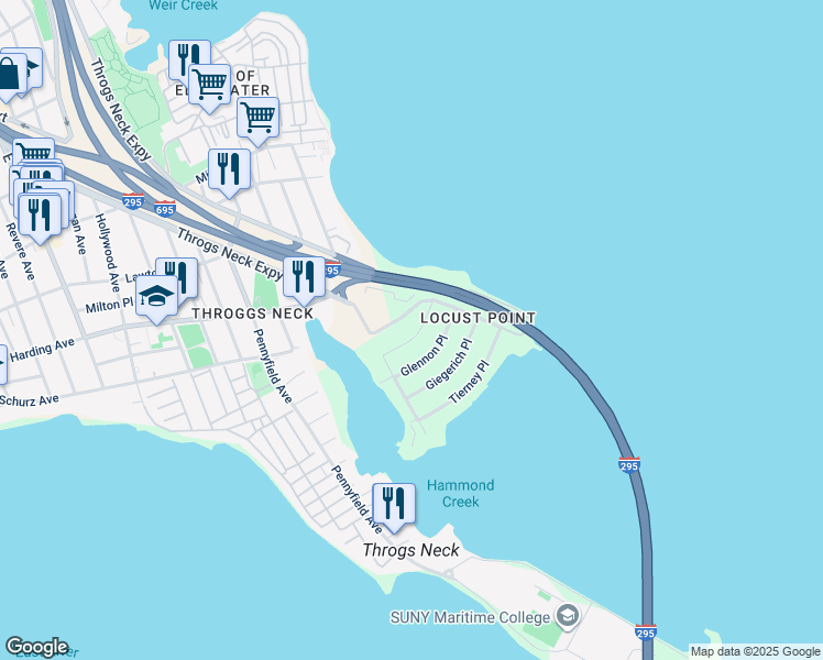 map of restaurants, bars, coffee shops, grocery stores, and more near 3192 Chaffee Avenue in Bronx