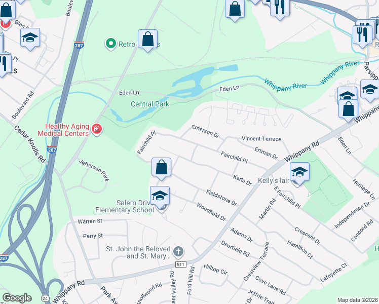map of restaurants, bars, coffee shops, grocery stores, and more near 6 Thea Place in Hanover