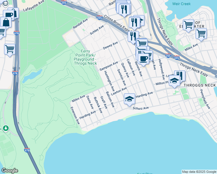 map of restaurants, bars, coffee shops, grocery stores, and more near 284 Balcom Avenue in Bronx