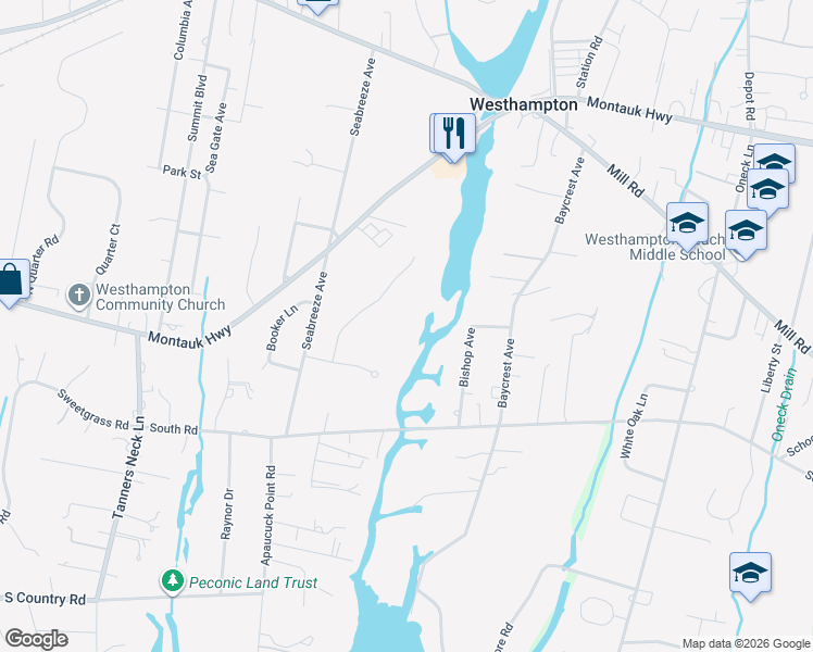 map of restaurants, bars, coffee shops, grocery stores, and more near 11 Fiddler Crab Trail in Westhampton