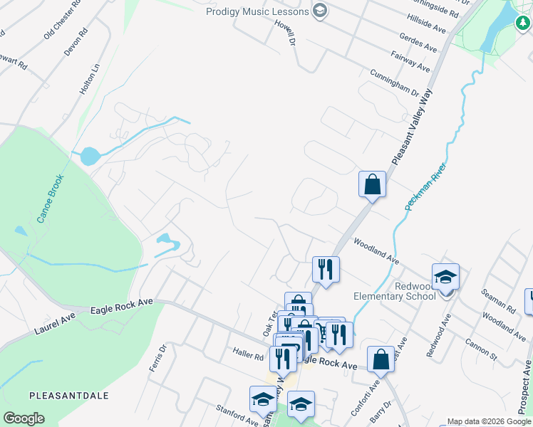 map of restaurants, bars, coffee shops, grocery stores, and more near 90 Sullivan Drive in West Orange
