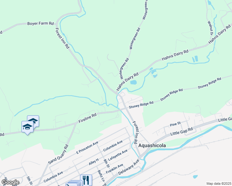 map of restaurants, bars, coffee shops, grocery stores, and more near 10 Hahns Dairy Road in Palmerton