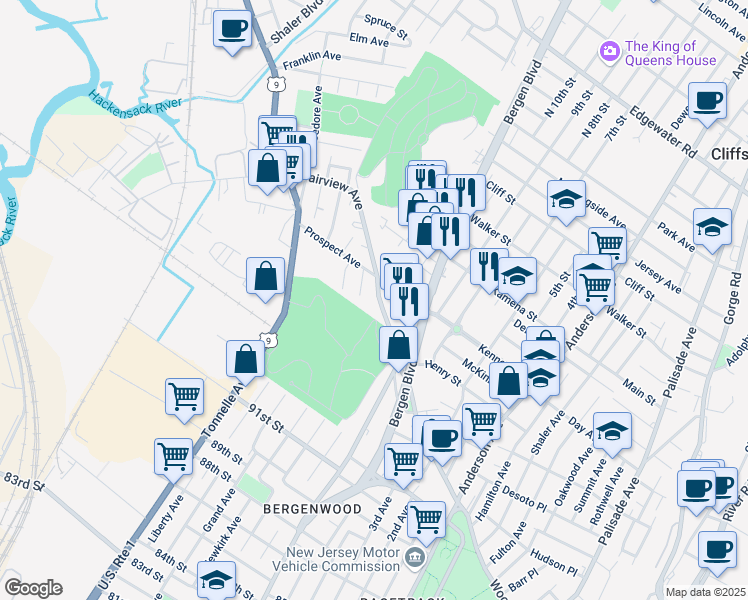 map of restaurants, bars, coffee shops, grocery stores, and more near 571 Fairview Avenue in Fairview