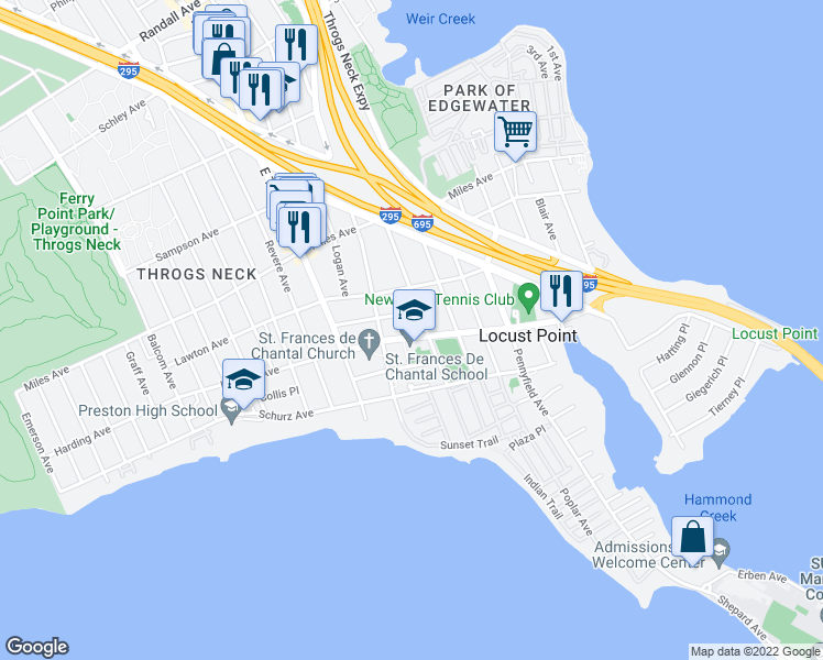 map of restaurants, bars, coffee shops, grocery stores, and more near 2979 Harding Avenue in Bronx